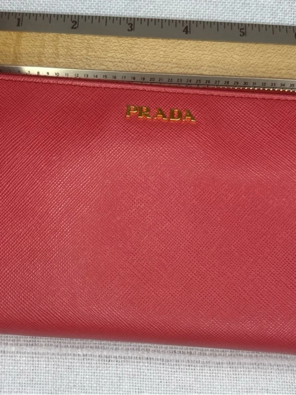 Prada Saffiano Leather Zip Around Wallet Pink OS Luxury